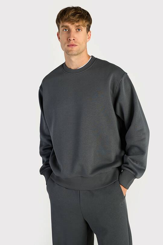 Padidinto silueto medvilninis džemperis šiauštu vidumi 1 | Audimas