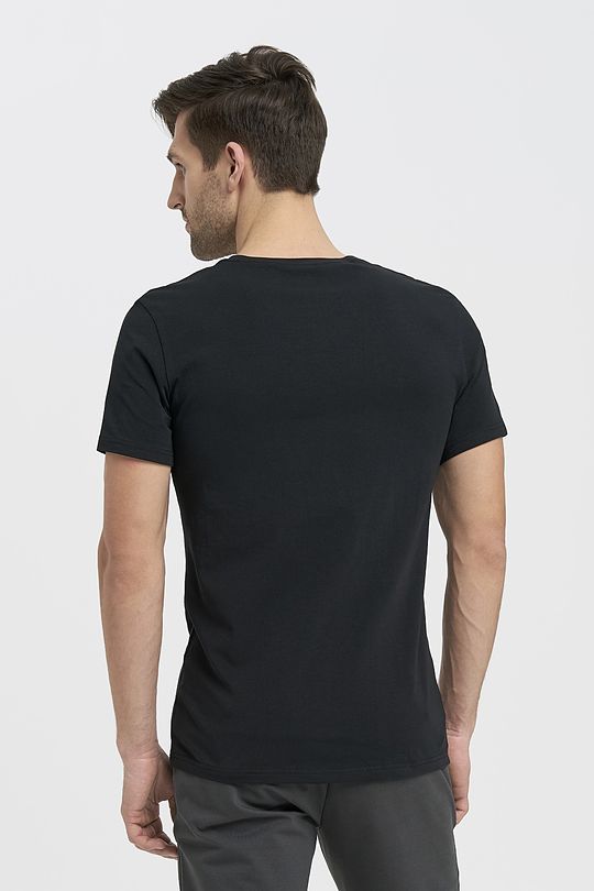Marškinėliai tr.rank V-kaklu iš organinės medvilnė 2 | BLACK | Audimas