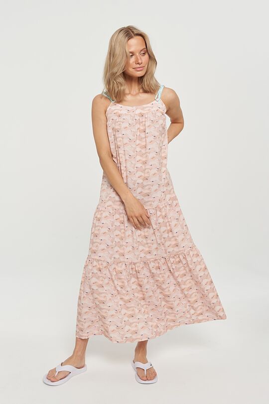 Ilga lengvo audinio marginta suknelė 1 | RUDA | Audimas