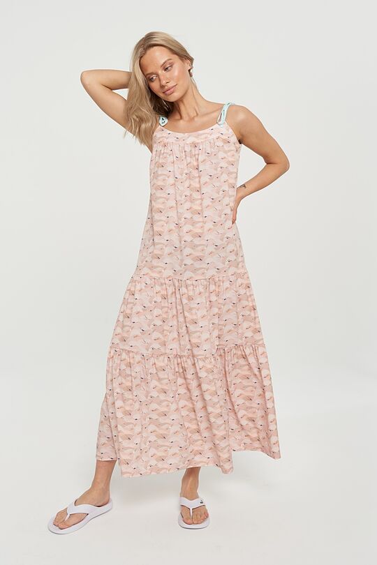 Ilga lengvo audinio marginta suknelė 5 | RUDA | Audimas