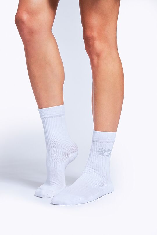 Ilgos medvilnės pluošto kojinės 1 | WHITE | Audimas