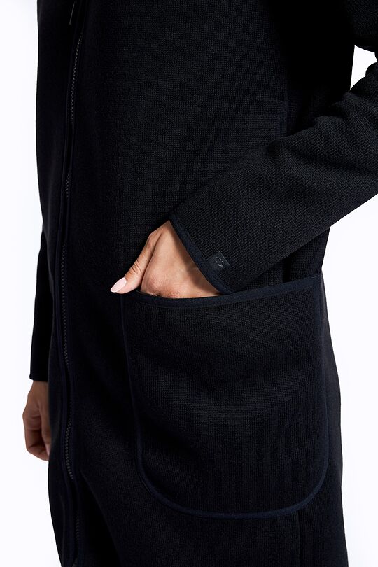 Ilgas atsegamas šiltas fliso džemperis 6 | BLACK | Audimas