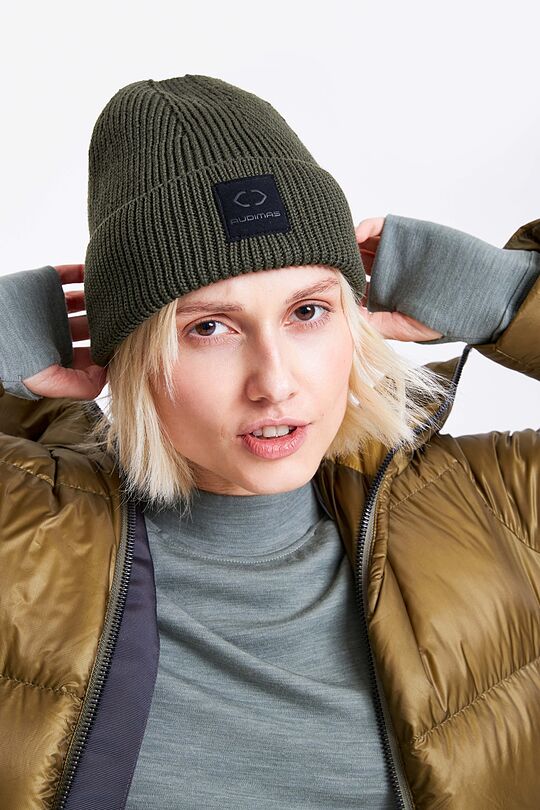 Megzta merino vilnos kepurė 2 | ŽALIA | Audimas