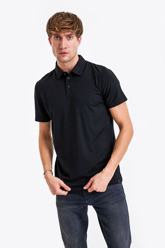 Plonos merinosų vilnos polo marškinėliai 1 | JUODA | Audimas