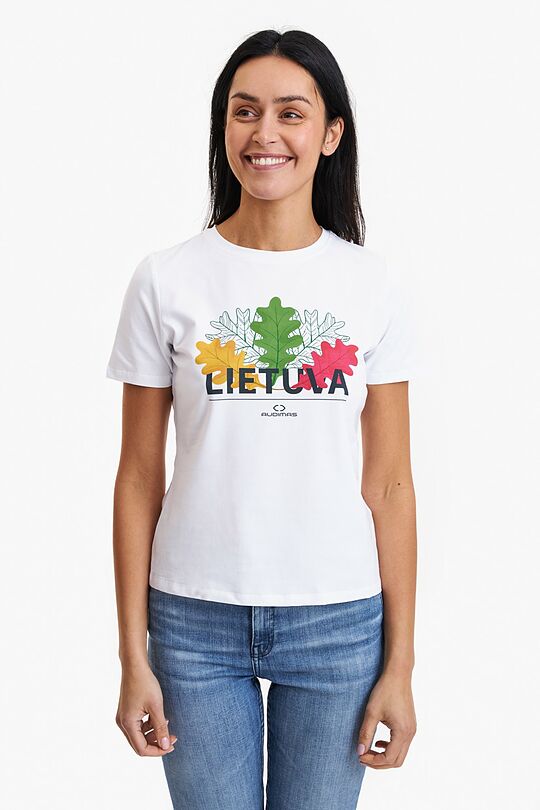 Medvilniniai marškinėliai trumpomis rankovėmis Trispalvis ąžuolas 1 | BALTA | Audimas