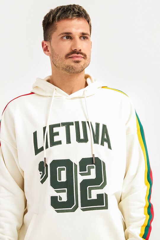 Retro stiliaus medvilninis džemperis su gobtuvu 3 | BALTA | Audimas