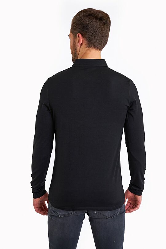Merino vilnos polo marškinėliai 2 | JUODA | Audimas