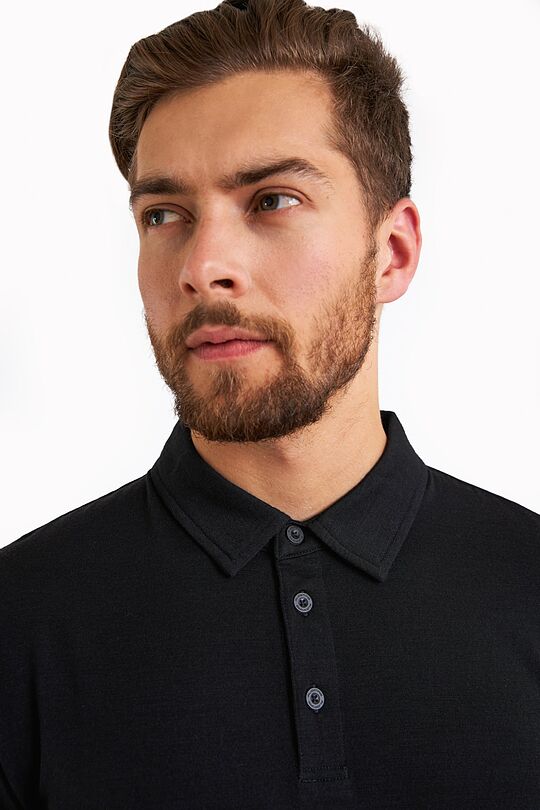 Merino vilnos polo marškinėliai 3 | JUODA | Audimas