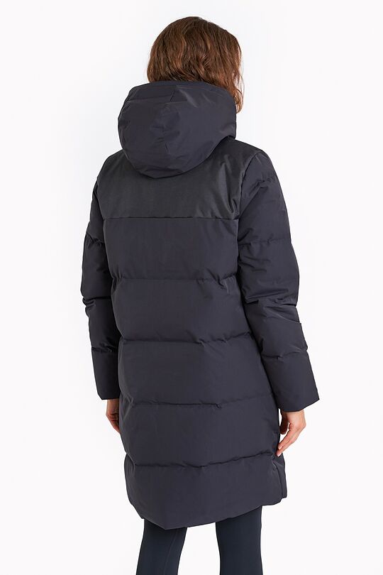 Pūkinis paltas apsaugantis nuo kritulių 2 | JUODA | Audimas