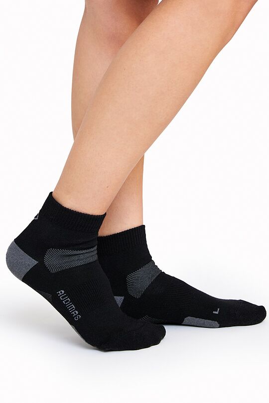 Trumpos kojinės žygiams su merino vilna 1 | JET BLACK | Audimas