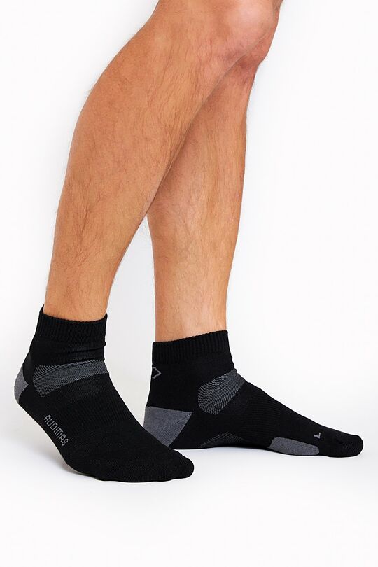 Trumpos kojinės žygiams su merino vilna 3 | JET BLACK | Audimas