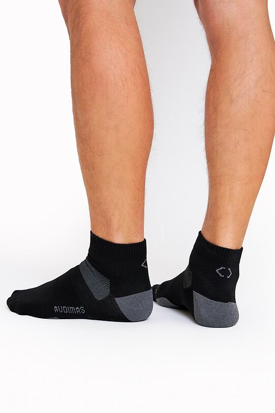 Trumpos kojinės žygiams su merino vilna 4 | JET BLACK | Audimas