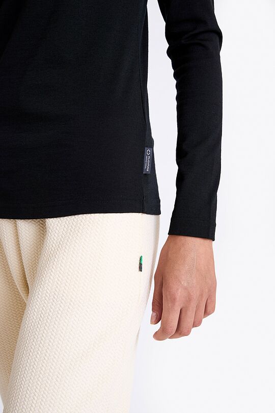 Plonos merino vilnos palaidinė aukštu kaklu 3 | JUODA | Audimas