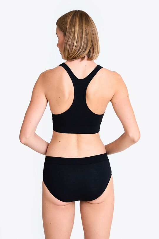 Besiūlė merino sportinė liemenėlė su pakietinimu 6 | JUODA | Audimas