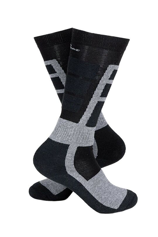 Ilgos kojinės žiemos sportui 1 | JUODA/PILKA | Audimas
