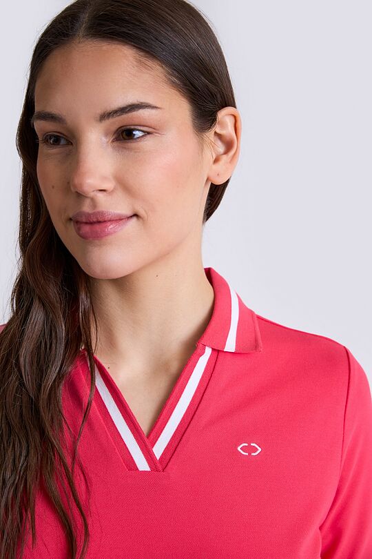 V formos iškirptės polo marškinėliai 3 | ROŽINĖ | Audimas