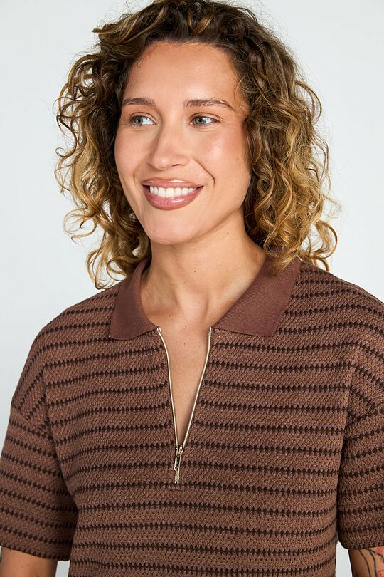 Megzta suknelė su daliniu užtrauktuku 4 | RUDA | Audimas