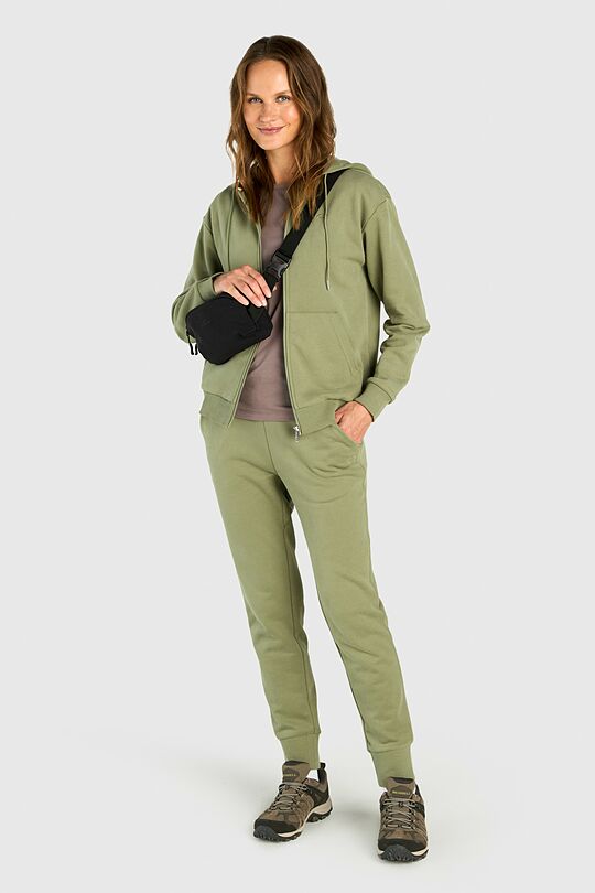 Švelnus medvilninis atsegamas džemperis su gobtuvu 5 | ŽALIA | Audimas