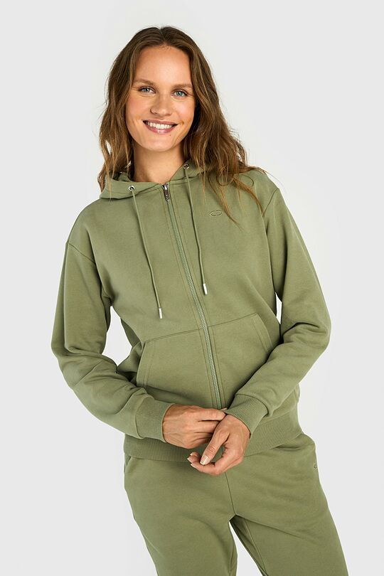 Švelnus medvilninis atsegamas džemperis su gobtuvu 1 | ŽALIA | Audimas