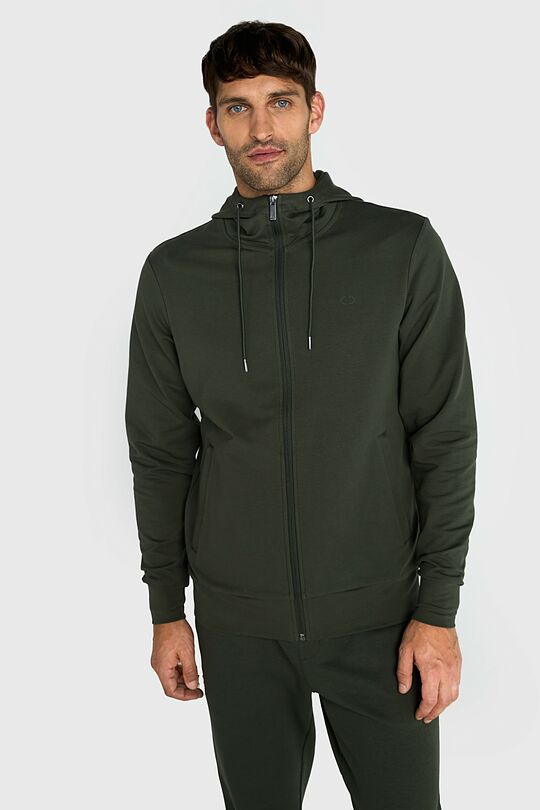 Atsegamas medvilnės džemperis su gobtuvu 1 | ŽALIA | Audimas