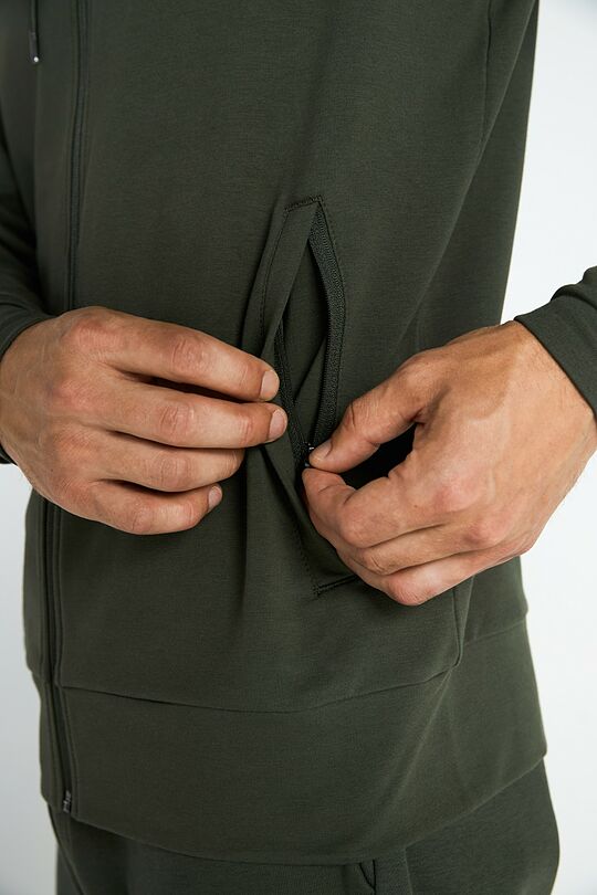 Atsegamas medvilnės džemperis su gobtuvu 5 | ŽALIA | Audimas