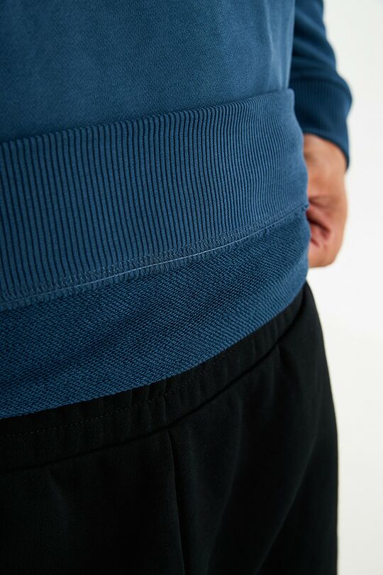 Medvilninis džemperis su gobtuvu 4 | MĖLYNA | Audimas