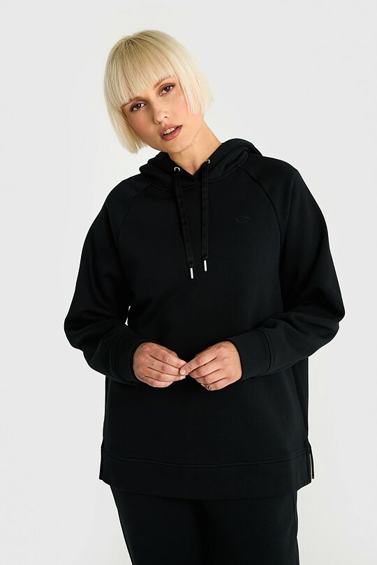 Medvilninis džemperis šiauštu vidumi 1 | JUODA | Audimas