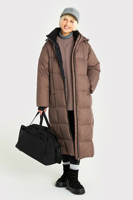 Ilgas pūkinis paltas 9 | ŠVIESIAI RUDA | Audimas