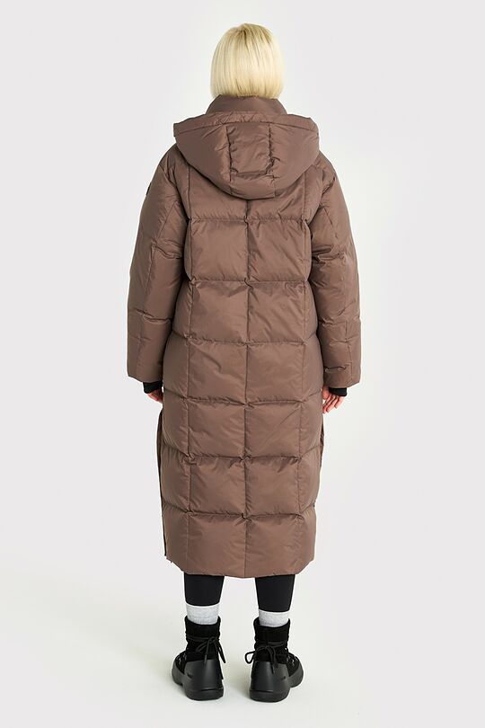 Ilgas pūkinis paltas 2 | ŠVIESIAI RUDA | Audimas