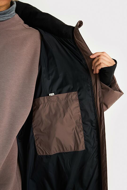 Ilgas pūkinis paltas 8 | ŠVIESIAI RUDA | Audimas