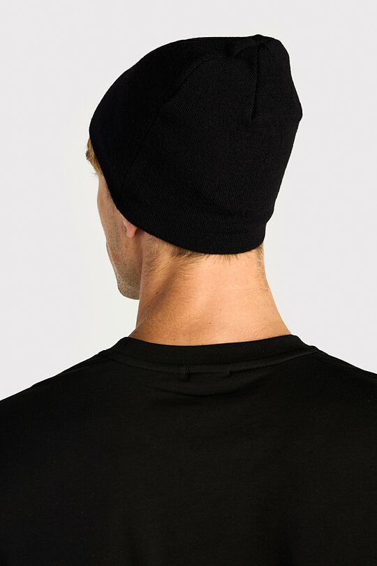 Megzta merino vilnos kepurė 3 | JUODA | Audimas