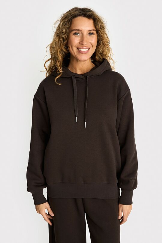 Padidinto silueto medvilninis džemperis šiauštu vidumi 1 | RUDA | Audimas