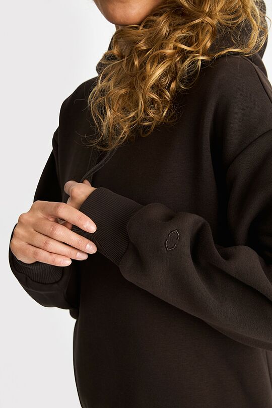 Padidinto silueto medvilninis džemperis šiauštu vidumi 3 | RUDA | Audimas