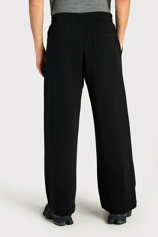 Plačios medvilninės kelnės šiauštu vidumi 5 | JUODA | Audimas