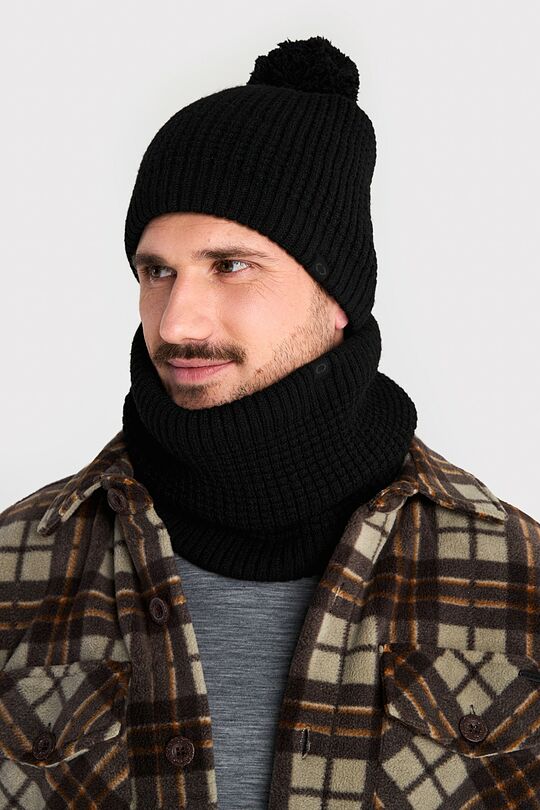 Megzta kepurė su flisiniu pamušalu 2 | JUODA | Audimas