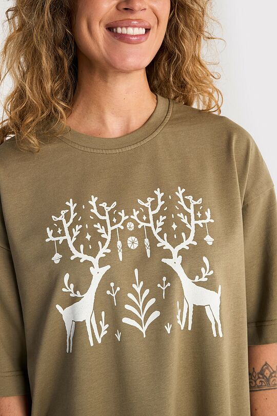 Medvilniniai marškinėliai trumpomis rankovėmis „Kelionė per sniegą“ 7 | ŽALIA | Audimas