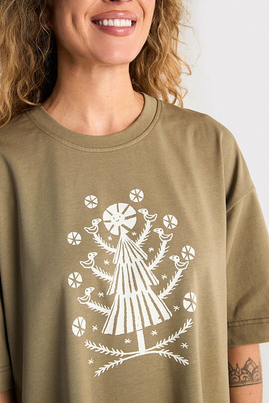 Medvilniniai marškinėliai trumpomis rankovėmis „Šventės širdis“ 3 | ŽALIA | Audimas