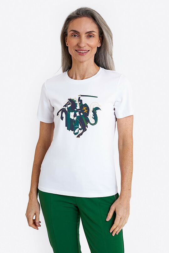 Medvilniniai marškinėliai trumpomis rankovėmis Nacionalinė stiprybė 1 | BALTA | Audimas