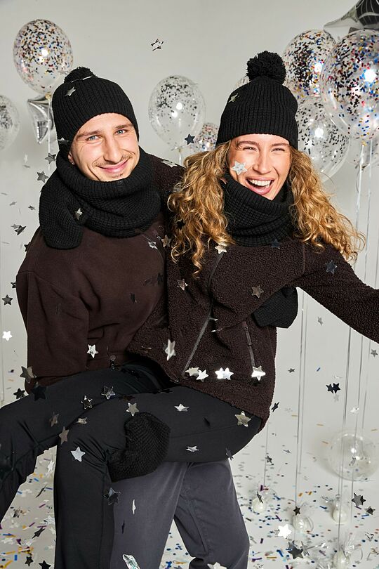 Kepurės, šaliko ir pirštinių rinkinys 1 | JUODA | Audimas