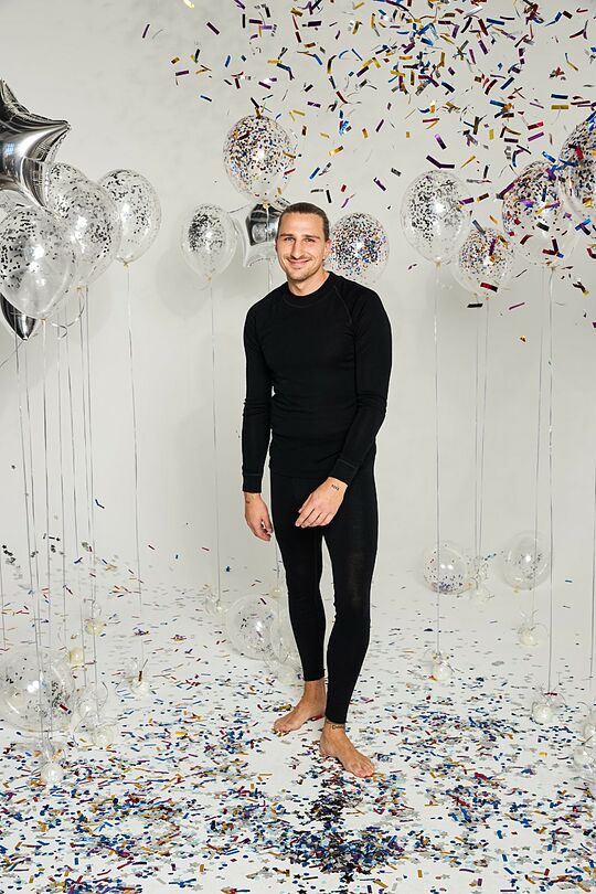 Merino apatinių marškinėlių ir tamprių rinkinys 1 | JUODA | Audimas