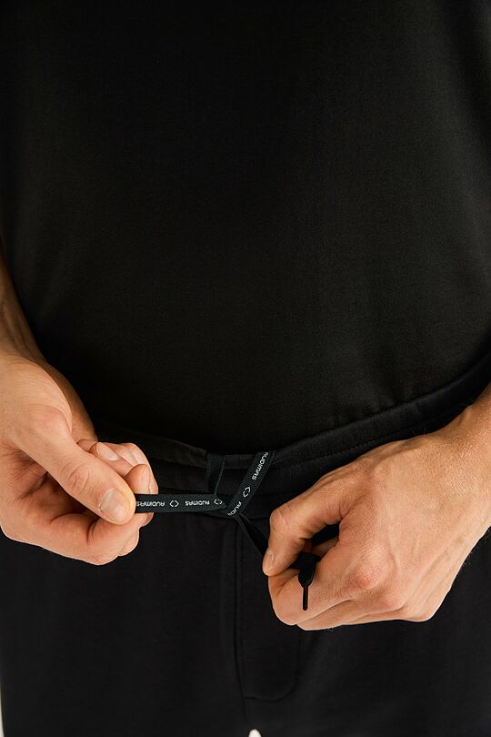 Medvilninės siaurėjančios kelnės 3 | JUODA | Audimas