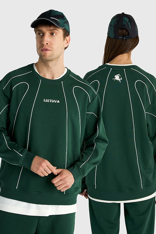 Nacionalinės kolekcijos padidintas džemperis 1 | ŽALIA | Audimas