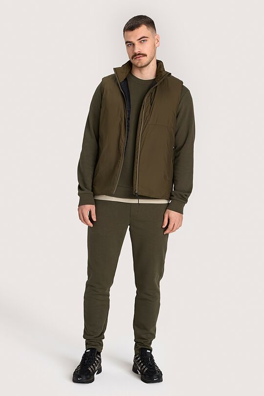 Siaurėjančios medvilninės kelnės 1 | TAMSIAI ŽALIA | Audimas