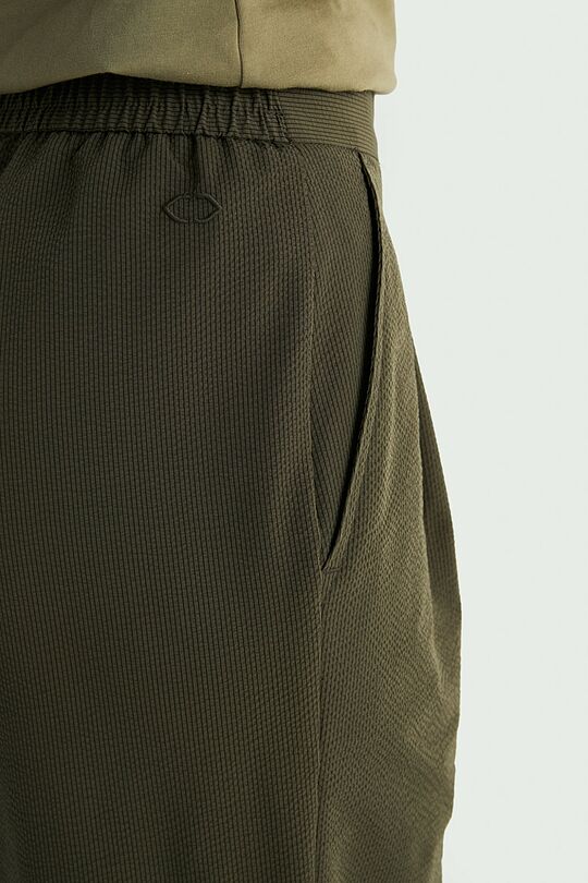 Plačios kelnės aukštu juosmeniu 4 | ŽALIA | Audimas