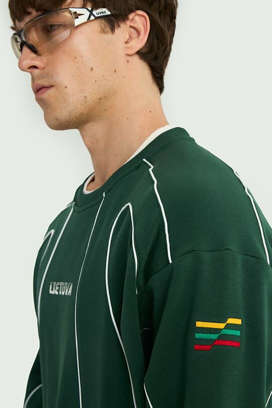 Nacionalinės kolekcijos padidintas džemperis 13 | ŽALIA | Audimas