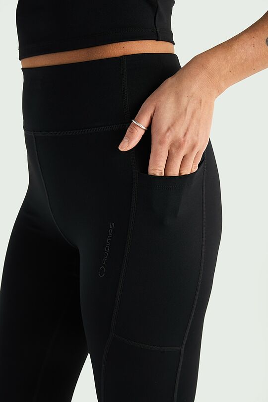 Sportinės tamprės su papildomom kišenėm 4 | JUODA | Audimas