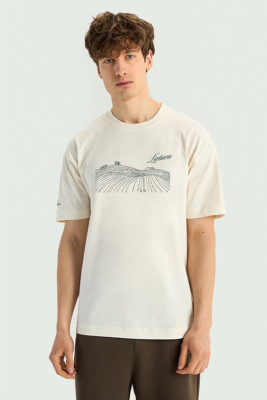 Medvilniniai marškinėliai trumpomis rankovėmis „Laukai“ 2 | KREMINĖ | Audimas