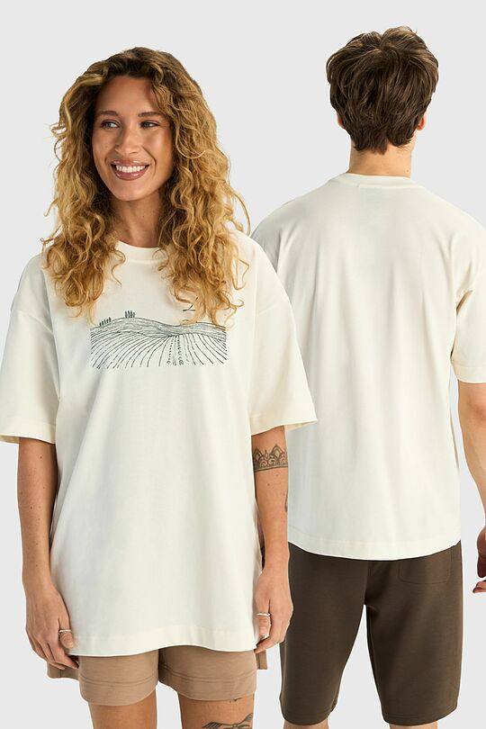 Medvilniniai marškinėliai trumpomis rankovėmis „Laukai“ 1 | KREMINĖ | Audimas