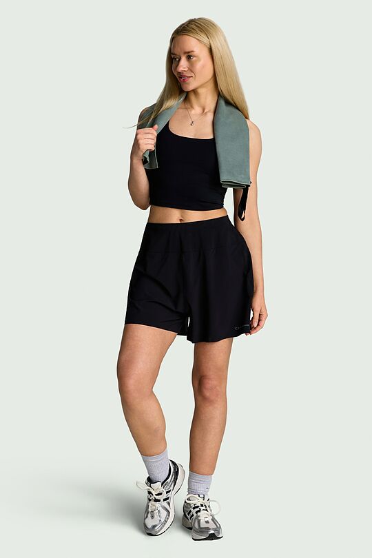 Sportiniai šortai su vidinėmis kelnaitėmis 1 | JUODA | Audimas