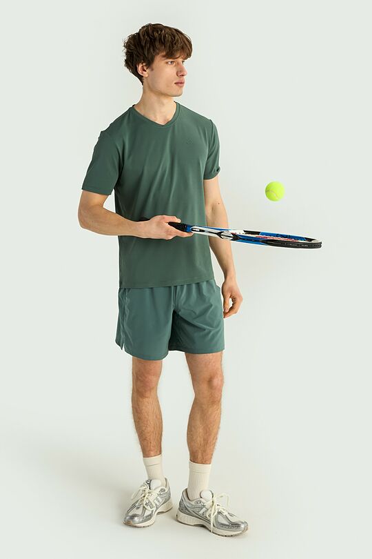 Lengvi sintetiniai šortai sportui 1 | TAMSIAI ŽALIA | Audimas